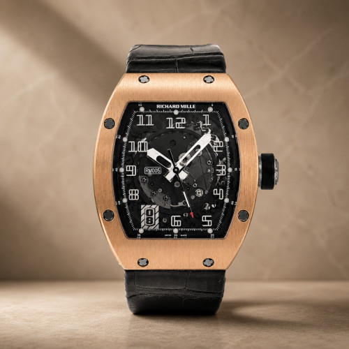 A rose gold Richard Mille wristwatch
